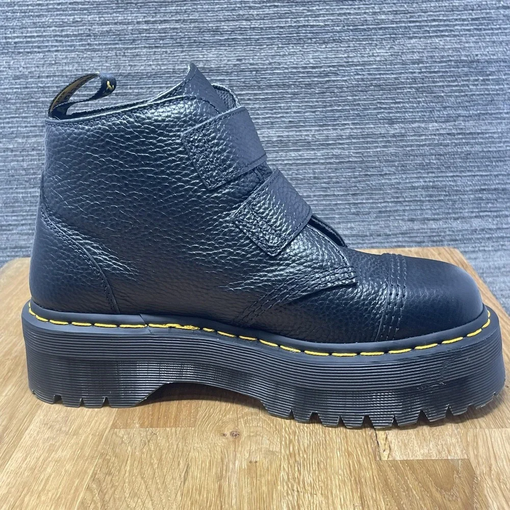 Dr. Martens Devon FLWR‎ Shoes Women 8 Black Leather Platform Buckle Flower NEW